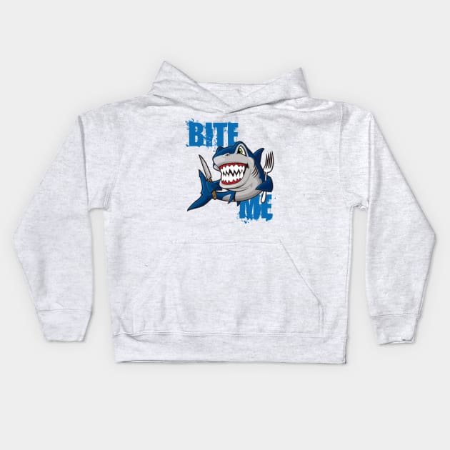 Bite Me Shark Kids Hoodie by DavesTees